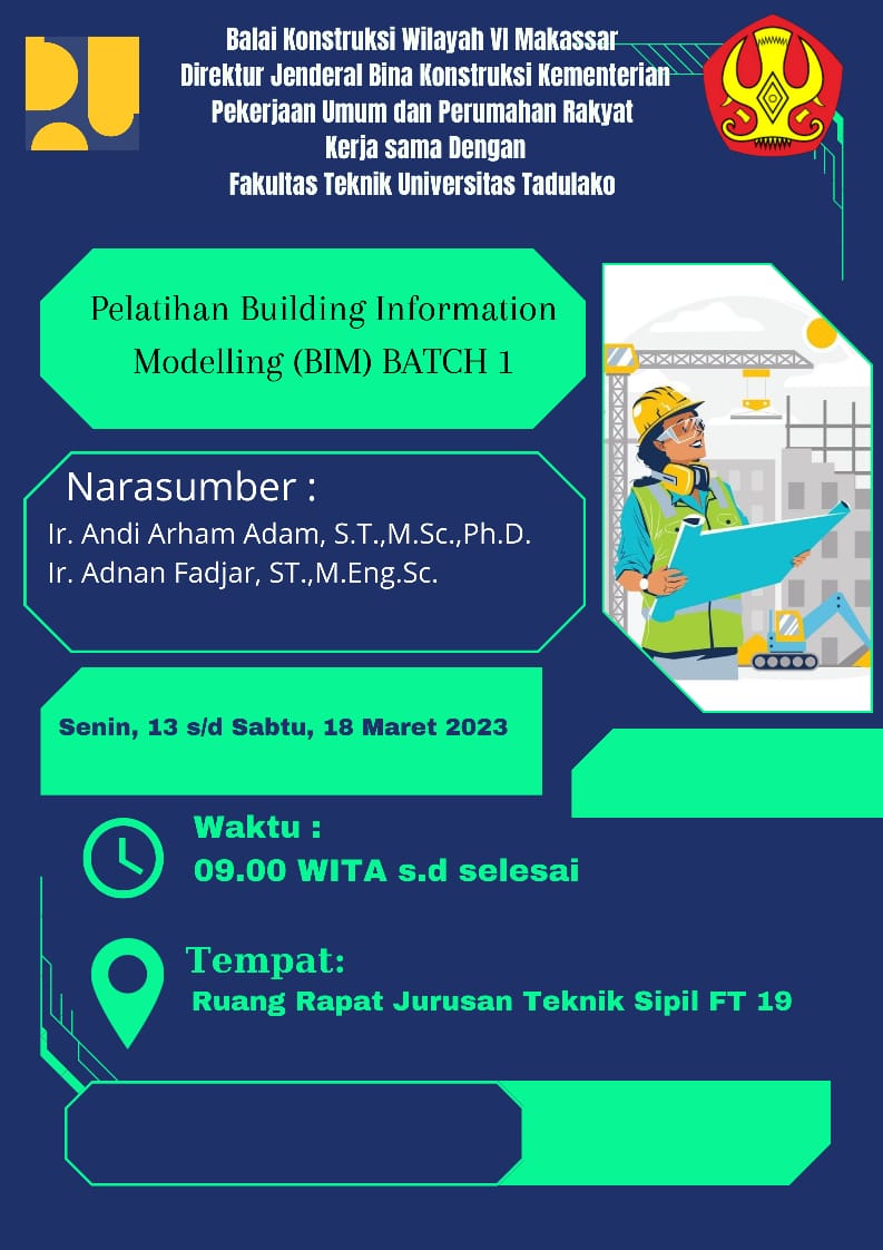 jadwal pelaksanaan kegiatan Pelatihan Building Information Modelling (BIM) (Tekla Structures Level BIM Coordinator) Batch 1
