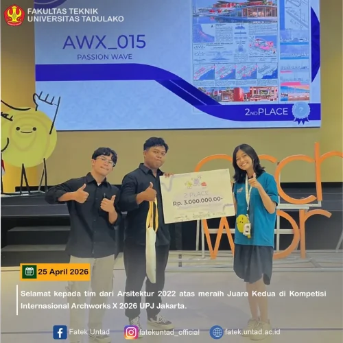 Membanggakan! Tim Arsitektur 2022 Fakultas Teknik UNTAD Raih Juara Kedua Archworks X 2026